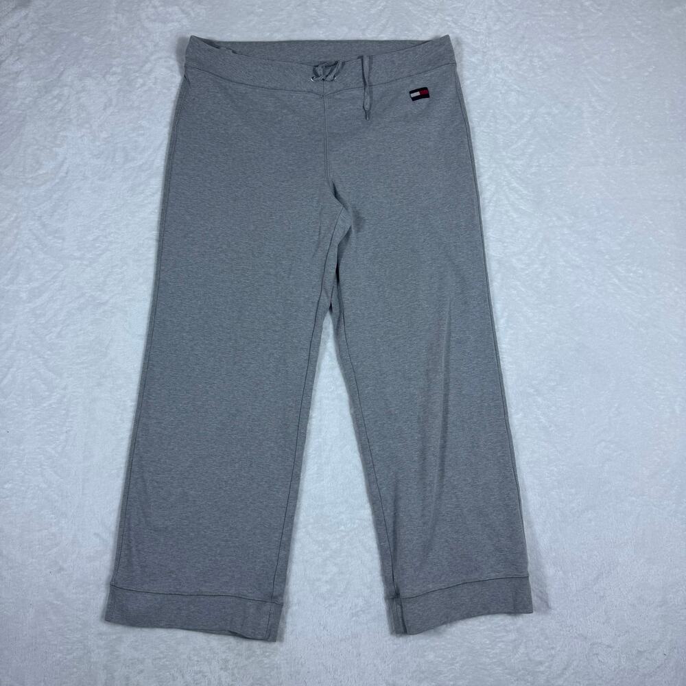Tommy Hilfiger Gray Women's M Cropped Lounge Pants Drawstring Waist Flag Logo